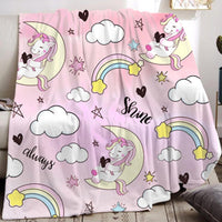 1 x Brand New PQCXXA Cuddly Blanket for Children Girls Unicorn Flannel Fleece Blanket Girls Fluffy Cuddly Blanket Unicorn Pink Cartoon Soft Flannel Blankets for Girls Gifts Clouds, 130 x 150 cm  - RRP €26.09