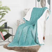 1 x RAW Customer Returns SOCHOW Sherpa blanket Lake Green two-sided blankets cuddly blankets, extra thick warm sofa blanket couch blanket made of Sherpa, 220 x 240 cm super fluffy fleece blanket as a sofa throw or living room blanket - RRP €49.57