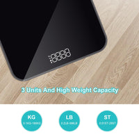 1 x RAW Customer Returns EUROPAPA Bathroom Scale with Transparent LED Indicator and Step-on, 180 kg 400 lb, Digital People Scale for Weight and BMI, Black - RRP €25.99