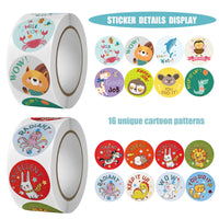 2 x Brand New Animal Reward Stickers 1000 Pieces Self-Adhesive Reward Stickers Animal Motifs Reward Stickers Roll Round Animal Stickers For Children, Party Decoration Stickers For School, Classroom 2  - RRP €40.8