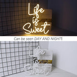 1 x RAW Customer Returns Horseneon Life Is Sweet Neon Sign, Warm White Led Sign for Wall Decoration Neon Lettering USB Power Led Lettering Wall for Bedroom, Party, Wedding Wall Decor Gifts - RRP €40.33