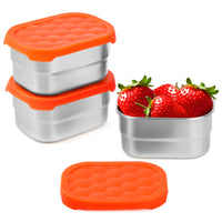 1 x RAW Customer Returns Winter Shore 230 ml Stainless Steel Snack Box with Silicone Lid 3-Pack - Refrigerator, Oven, Freezer Dishwasher Safe - Small Containers with Lids, Leak-Proof Snack Box Small for Kids - RRP €20.82