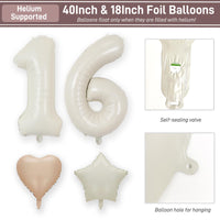 6 x Brand New Cream Birthday Decorations Blush Happy Birthday Banner Cream Number Foil Balloons Champaign Gold Sand White Latex Confetti Balloons for Birthday Party Decor 16 Year  - RRP €78.6