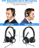 1 x RAW Customer Returns New bee headset with microphone, PC headset, adjustable microphone with noise reduction, headset USB Type-C 3.5mm, headphones for business teleconference calls Skype chat online courses black  - RRP €29.99