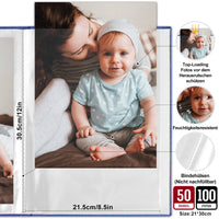 1 x RAW Customer Returns Benjia photo album slip-in album A4 portrait format 100 pages covers, linen cover photo album for inserting 100 A4 photos black - RRP €17.57