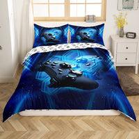 1 x RAW Customer Returns Homewish Gaming Bedding Set Boys Teens Game Room Decor Duvet Cover Kids Youth Blue Gamepad Printed Gamer Duvet Cover Modern Novelty Video Games Bedroom Decor Bedspread, 135x200 - RRP €30.24