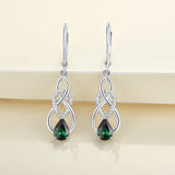 1 x RAW Customer Returns YL Women Infinity Celtic Knot Drop Earrings 925 Sterling Silver May Birthstone Emerald Earrings - RRP €60.49