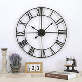 1 x RAW Customer Returns GUDEMAY Large Vintage Wall Clock XXL Diameter 50 cm Diameter - Retro Country House Style, Silent, Roman Numerals, Metal Decorative Wall Clock for Living Room, Kitchen, Bedroom - Black - RRP €49.68