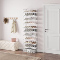 1 x RAW Customer Returns AcornFort S-528 10-Tier Shoe Rack, Shoe Storage Shelf, Shoe Organizer for 20-30 Pairs of Shoes, 30 x 56 x 170 cm, 16mm Thicken Extra Pipe, Hallway, Bedroom White  - RRP €51.56