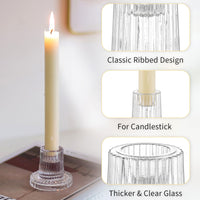 1 x RAW Customer Returns Romadedi glass candle holder candlestick for taper candles - set of 20 small taper candle holders for taper candles wedding table decoration Christmas Advent living room party dining table vintage decoration - RRP €45.99