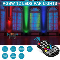 1 x RAW Customer Returns ZonQoonz 4PCS Rechargeable RGBW LED Par, 12 LED Spotlight Battery with Function Timer and 7 Lighting Modes, 8CH LED Stage Lights for Wedding Bar DJ Show Disco - RRP €225.99