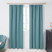 1 x RAW Customer Returns Deconovo Curtain Blackout Living Room Thermal Curtain Ruffle Tape Curtains Bedroom, 245x140cm HeightxWidth , Sky Blue, Set of 2 - RRP €46.49