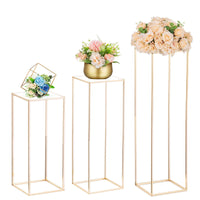 1 x RAW Customer Returns Nuptio Wedding Centerpieces with Acrylic Panel - Gold Tall 3 Pieces for Flower Stand Column Vases Metal for Wedding Party Decorations 60cm 80cm 100cm  - RRP €78.98