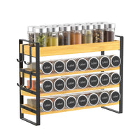 1 x RAW Customer Returns MOCOLOM 4 Tier Spice Rack Standing Wall, Spice Organizer Storage Wood with 4 Hooks, Spice Rack Organizer Spice Rack Spice Racks Spice Rack System for Kitchen Worktop Cabinet - RRP €37.36