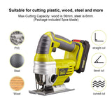 1 x RAW Customer Returns Cordless jigsaw, DEWINNER 20V 2X2.0Ah battery and charger, bevel cut 45 , 5 blades, tool-free saw blade change, dust blowing function, with box - RRP €99.17