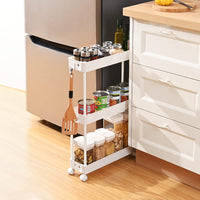 1 x RAW Customer Returns KINGRACK Narrow Kitchen Trolley with 3 Levels, 13 cm Wide Storage Trolley on Wheels for Kitchen or Living Room etc., White, 40 x 13.5 x 62cm - RRP €27.53