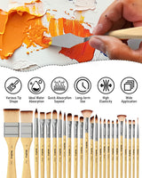 1 x RAW Customer Returns Nicpro 24 Piece Paint Brush Set, Expert Quality, Artist Brush Set Acrylic Paint Brushes, with Canvas Carrying Bag and Spatula for Acrylic, Oil, Watercolor, Gouache Painting, Adults and Children - RRP €22.99