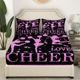 1 x Brand New Cheering Girls fitted sheet 90 x 200 Cheer Sport bedding set for cheerleader gifts teenage girls gymnastics dancers pink purple glitter sequins fitted sheet heart stars pattern decor 2 pieces - RRP €22.99