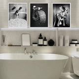 2 x Brand New Modern Bathroom Canvas Pictures, 3 Pieces Black and White Canvas Poster Set Modern Funny Bathroom Wall Art Poster-without Frame A, 3x20x30cm  - RRP €32.26