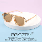 1 x RAW Customer Returns FEISEDY Retro 70s Sunglasses Women Men Vintage Flat Square Glasses with UV400 Protection B2622 - RRP €22.04