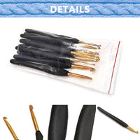 1 x Brand New 9Pcs Black Soft Grip Crochet Hook Set for Arthritic Hands Knitting Accessories 2mm-6mm DIY Yarn Wool Crochet Hook Set - RRP €22.8