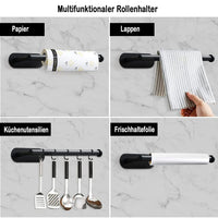 1 x RAW Customer Returns Kitchen roll holder without drilling, paper roll holder, self-adhesive, practical roll holder under the cupboard, kitchen roll holder kitchen, kitchen roll holder no drilling, household roll holder wall black - RRP €15.62