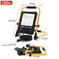 1 x RAW Customer Returns NAIZY LED construction spotlight work light 100W 8500LM LED floodlight with 3M cable and waterproof IP66 for indoor and outdoor construction site garage - 100W cold white - RRP €30.85