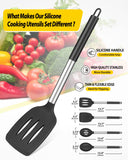 1 x RAW Customer Returns 4 Pieces Silicone Cooking Utensils Set, Non-Stick Large Solid Spatulas Heat Resistant Black Slotted Spoons Ideal BPA Free Kitchen Turners for Frying, Mixing, Serving, Draining - RRP €22.18