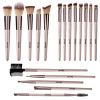 2 x RAW Customer Returns Make-up brush set IMURZ 18 pieces professional brush set makeup make-up brush set for concealer liquid foundation blusher eye makeup champagne gold  - RRP €19.98