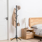 1 x RAW Customer Returns Kasunpul Coat Rack, Solid Wood Coat Rack 8 Hooks, Tree-Shaped Coat Rack, 3 Adjustable Heights, for Clothes, Hat, Living Room, Bedroom, Office, Hallway Black  - RRP €24.1