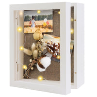 1 x RAW Customer Returns 3D Picture Frame 20x25cm, Fill Picture Frame, Wooden Object Frame for Medals DIY Display Wedding Memories, with LED Lights - RRP €19.15