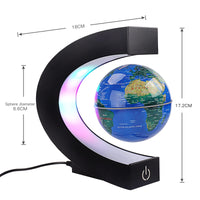 1 x RAW Customer Returns Magnetic Floating Globe with Colored LED Lights C Shape Anti-Gravity Maglev Rotating World Map for Gift Home Office Desk Decoration With Switch, Blue  - RRP €31.99