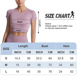 1 x Brand New SEAUR Sports T-Shirt Women s Tight Short Sleeve Crop Top Fitness Yoga Shirt Crop Top Sports Shirt Running Shirt Gym Top Short Sleeve - L - RRP €26.99