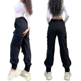 1 x RAW Customer Returns Nuofengkudu Harem Cargo Pants Loose Ankle Stretch Elastic Pockets High Waist Cuff Trousers with Side Pockets Work Jogging Sports Pants Vintage Punk Casual Black 4 L - RRP €29.99