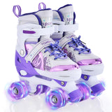 1 x RAW Customer Returns TOMSHOO Skates with 4 Wheels, Roller Skates for Girls Boys Adjustable Sizes, Parallel Skates with LED Lighting Wheels Roller Skates, Skates for Girls Boys Beginner Gift - RRP €47.39