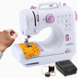 1 x RAW Customer Returns Crafts Co sewing machine for beginners Sewing Machine Sewing Sewing machine for children with built-in LED light and foot pedal incl. 12 built-in stitches White-purple - RRP €50.41