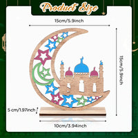 1 x Brand New Threan 4 Pieces Wooden Eid Mubarak Table Decorations Eid Mubarak Table Ornament Star Moon Ramadan Table Plate Table Ornament for Muslim Party Islamic Festival Castle  - RRP €19.2