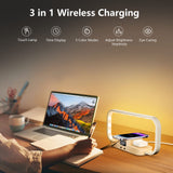 1 x RAW Customer Returns Bedside Lamp with Wireless Charger 3 in 1, Touch Control LED Table Lamp, 5 Color Modes Dimmable, Wireless Charging Desk Lamp for iPhone AirPods iWatch - RRP €45.99