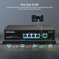 1 x RAW Customer Returns NICGIGA 5 Port Gigabit PoE Switch with 4 PoE ports 72W built-in power supply, fanless, robust metal housing for, table wall, plug and play, VLAN mode, unmanaged - RRP €36.28