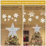 1 x RAW Customer Returns Christmas Tree Topper Light Up with Rotating LED Projector Snowflake Shape, 3D Hollow Star Tree Topper Glitter Starry Night Light for Christmas Tree Decoration - RRP €28.58