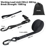 1 x RAW Customer Returns Ohuhu lashing straps with ratchet, 4 pieces for heavy loads, 4 cm x 4.6 m up to 1500 kg, tear-resistant, ratchet straps for securing loads with 4 double loops, lashing straps and carrying bag for motorcycles, ATVs - RRP €40.33