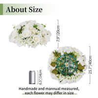 1 x RAW Customer Returns BLOSMON artificial flowers artificial flowers table wedding decoration 6 pieces large white artificial roses hydrangeas silk fake flowers for centerpiece table decoration flower ball bouquet arrangements home - RRP €153.6