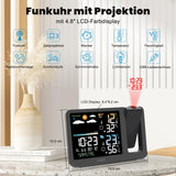 1 x RAW Customer Returns Uzoli Projection Alarm Clock Digital Alarm Clock with Projection Radio Clock Indoor Outdoor Thermometer Hygrometer Weather Forecast Comfort Level Mold Risk Projection Clock Weather Station with Outdoor Sensor - RRP €61.08