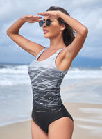 1 x RAW Customer Returns Aleumdr women s sports swimsuit tummy control swimsuits for women swimwear monokini push up sporty swimsuits figure-shaping swimsuit women backless one piece swimsuit, gray S - RRP €36.29