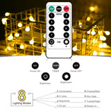 2 x RAW Customer Returns Liyade LED fairy lights outdoor battery, 10.5M 100LEDs fairy lights balls outdoor indoor with remote control 8 mode waterproof Christmas lights for wedding Christmas balcony decoration warm white  - RRP €35.98