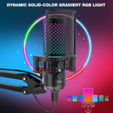 1 x RAW Customer Returns zealsound gaming microphone PC, RGB all-metal USB condenser microphone with adapter for mobile phone, mute gain, vibration damper, for streaming, podcast, recording, game, studio, YouTube, conference, BKD-12A - RRP €65.06