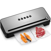 1 x RAW Customer Returns Bonsenkitchen Vacuum Sealer for Food, Vacuum Sealer with Built-in Cutter, for Both Dry and Wet Fresh Food, Roll, Vacuum Bags Included, Black VS3802 - RRP €52.61