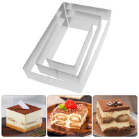 1 x Brand New Cabilock 3 Pieces Baking Frame Rectangular Stainless Steel Baking Ring Cake Mold Square Cookie Cutter Square Baking Mold Cake Ring Cake Ring Cookie Cutter for Biscuits Pastries Cookies - RRP €14.92