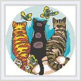 1 x Brand New Abillyn Cross Stitch Kit - 3 Stamped Cats with Printed Design Cats  - RRP €19.2