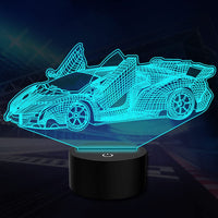 1 x RAW Customer Returns PONLCY Sports Car LED Night Light, 7 Colors 3D Illusion Lamp, USB Touch Switch Desk Lamp, Bedroom Decoration Table Lamps Lights for Children Christmas Birthday Gifts - RRP €19.15